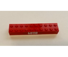 Brick 2 x 10 with White '60110' on Red Background Pattern on Both Sides (Stickers) - Set 60110