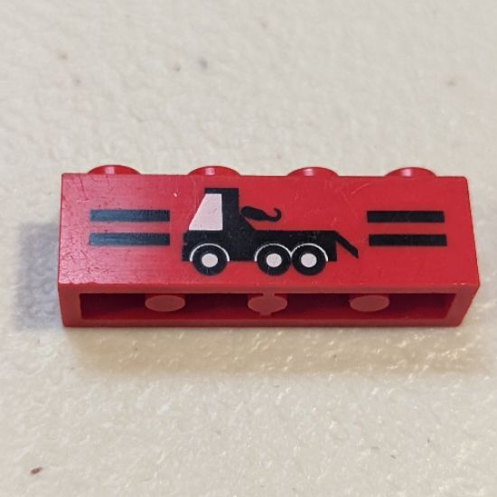Brick 1 x 4 with Black Stripes and Tow Truck Pattern