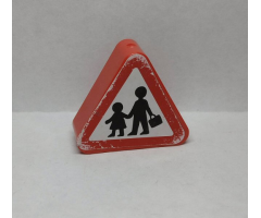 Duplo, Brick 1 x 3 x 2 Triangle Road Sign with Pedestrian Crossing Warning Pattern (Sticker) - Set 9211