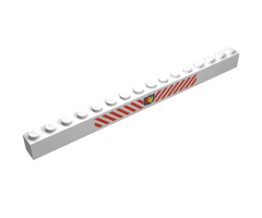 Brick 1 x 16 with Fire Logo Badge and Red Diagonal Stripes Pattern