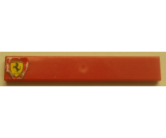 Tile 1 x 6 with Ferrari Logo on Red Background Pattern Left (Sticker) - Set 8143
