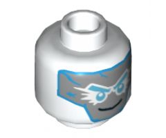 Minifigure, Head Dark Azure and Silver Mask and Medium Azure Eyebrows and Eyes Pattern (Zane) - Hollow Stud