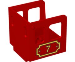 Duplo, Train Steam Engine Cabin with Plaque and Number 7 Pattern