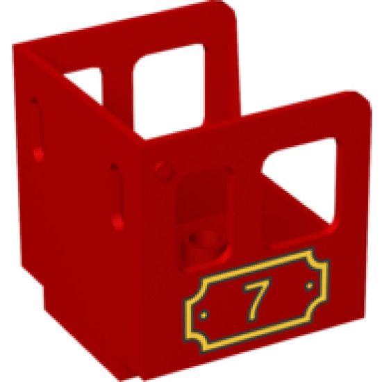 Duplo, Train Steam Engine Cabin with Plaque and Number 7 Pattern
