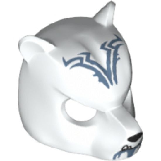Minifigure, Headgear Mask Bear with Black Nose, Fangs, and Sand Blue Chin and Tribal Lines Pattern