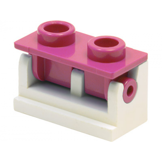 Hinge Brick 1 x 2 Base with Dark Pink Hinge Brick 1 x 2 Top Plate (3937 / 3938)
