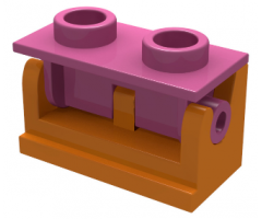 Hinge Brick 1 x 2 Base with Dark Pink Hinge Brick 1 x 2 Top Plate (3937 / 3938)
