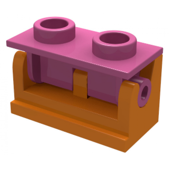 Hinge Brick 1 x 2 Base with Dark Pink Hinge Brick 1 x 2 Top Plate (3937 / 3938)