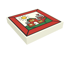 Tile 2 x 2 with Fabuland House In Frame Pattern