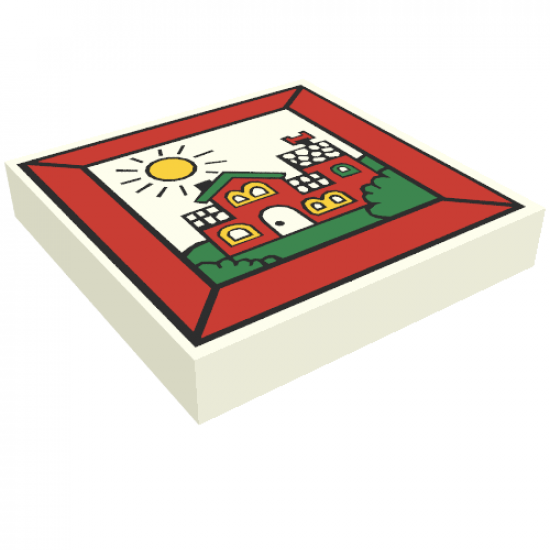 Tile 2 x 2 with Fabuland House In Frame Pattern