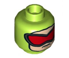 Minifigure, Head Dual Sided Balaclava with Nougat Face, Red Goggles / Scared Pattern (Killer Moth) - Hollow Stud