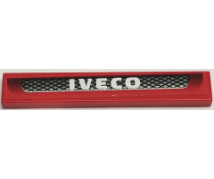 Tile 1 x 6 with Black and Silver Grille and 'IVECO' on Red Background Pattern (Sticker) - Set 8185