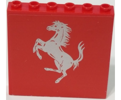 Panel 1 x 6 x 5 with Silver Ferrari Horse on Red Background Pattern (Sticker) - Set 8185
