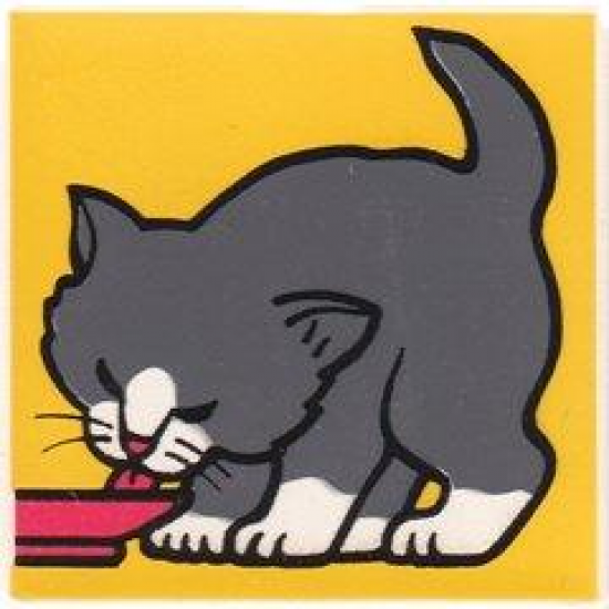 Duplo, Tile 2 x 2 x 1 with Cat Mosaic Picture 11 Pattern (Set 1014)