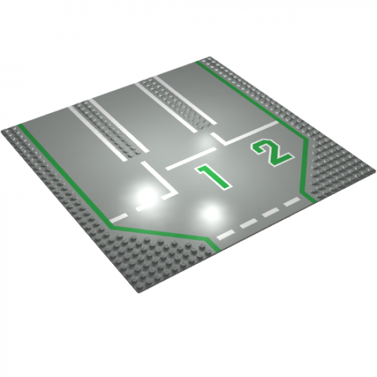 Baseplate, Road 32 x 32 with 3 Driveways, '1' center, '2' right Pattern
