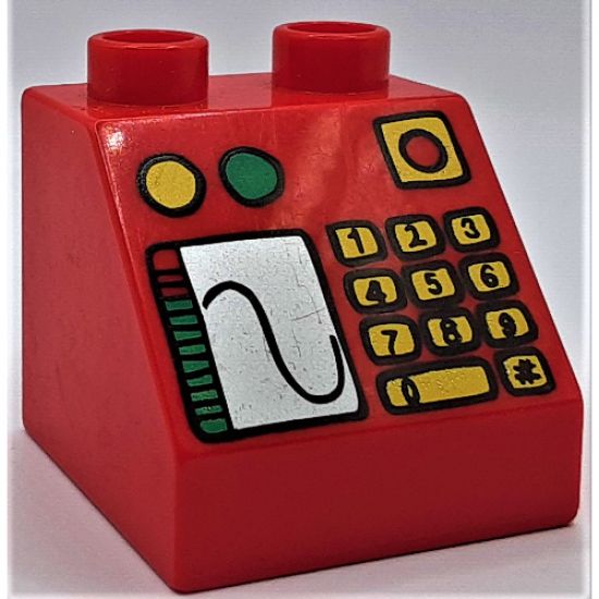 Duplo, Brick 2 x 2 x 1 1/2 Slope 45 with Keypad and Display Pattern