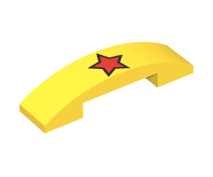 Slope, Curved 4 x 1 Double with Red Star with Black Outline Pattern