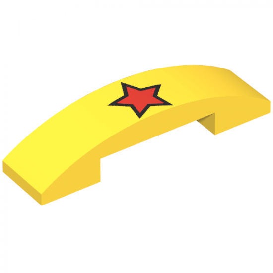 Slope, Curved 4 x 1 Double with Red Star with Black Outline Pattern
