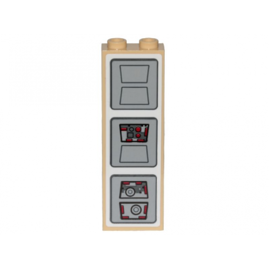 Brick 1 x 2 x 5 with SW Cloud City Control Panels Pattern (Sticker) - Set 75222