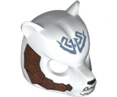Minifigure, Headgear Mask Bear with Black Nose, Fangs, Tribal Markings and Copper Armor with Rivets Pattern