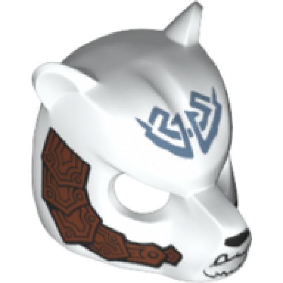 Minifigure, Headgear Mask Bear with Black Nose, Fangs, Tribal Markings and Copper Armor with Rivets Pattern