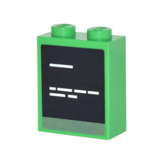 Brick 1 x 2 x 2 with Inside Stud Holder with Computer Screen with White Text Lines Pattern (Sticker) - Set 70620