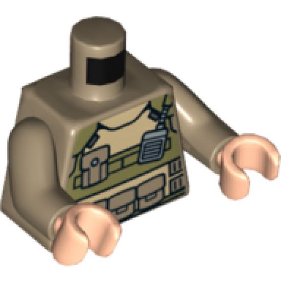 Torso Olive Green Body Armor with Radio and Pockets Pattern / Dark Tan Arms / Light Nougat Hands
