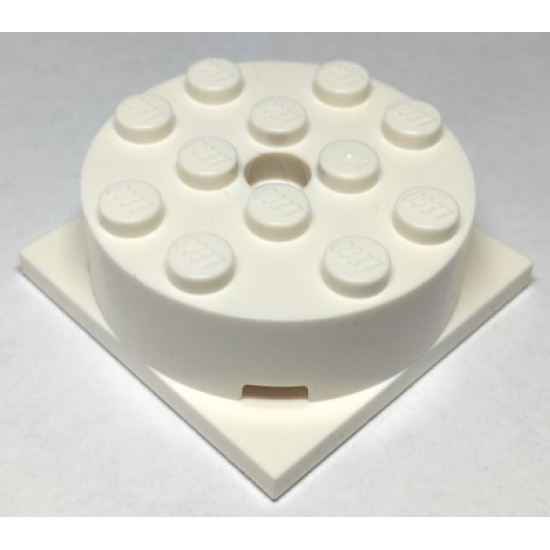 Turntable 4 x 4 x 1 1/3 Top with White Square Base, Locking (87081 / 61485)