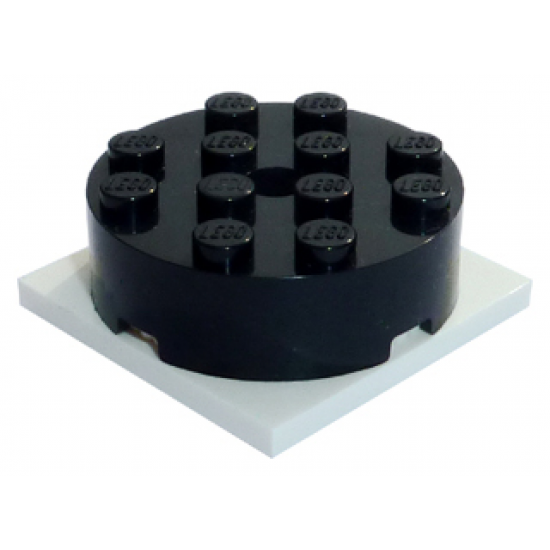 Turntable 4 x 4 x 1 1/3 Top with White Square Base, Locking (87081 / 61485)