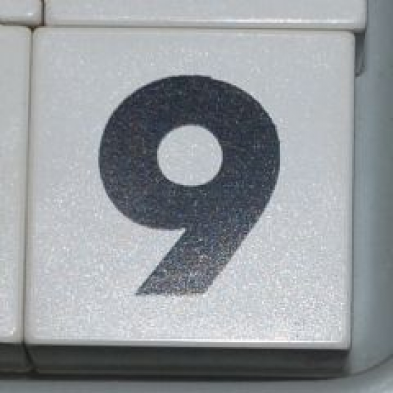 Duplo, Tile 2 x 2 x 1 with Black Number 9 Pattern