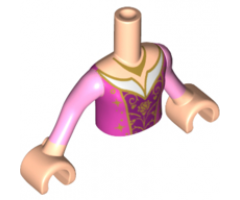 Mini Doll, Torso Friends Girl Dark Pink Top with Magenta Front and White Collar Pattern, Light Nougat Arms with Hands with Bright Pink Sleeves