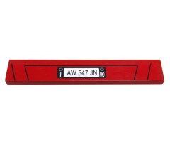 Tile 1 x 6 with 'AW 547 JN' License Plate and Black Lines on Red Background Pattern (Sticker) - Set 8185