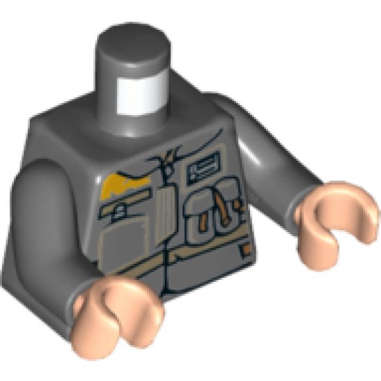 Torso SW Jacket with Dark Tan Belts and Pockets Pattern (Rebel Trooper) / Dark Bluish Gray Arms / Light Nougat Hands