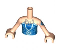Mini Doll, Torso Friends Girl Blue Strapless Top, Light Aqua Trim, Silver Necklace Pattern, Light Nougat Arms with Hands with Dark Azure Tattoo