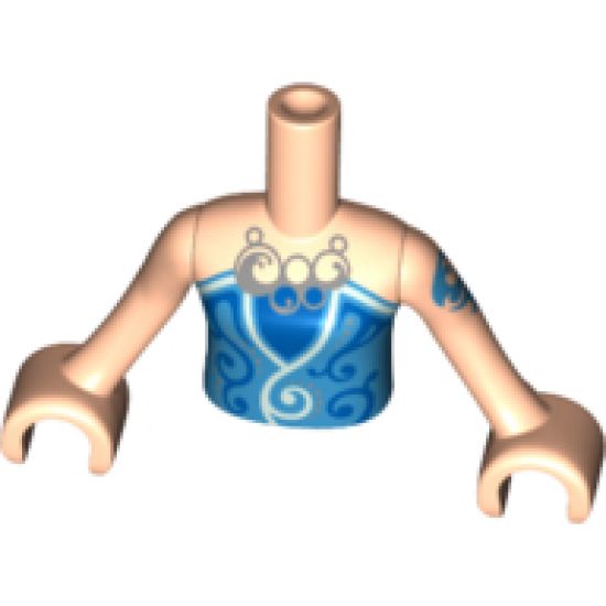 Mini Doll, Torso Friends Girl Blue Strapless Top, Light Aqua Trim, Silver Necklace Pattern, Light Nougat Arms with Hands with Dark Azure Tattoo