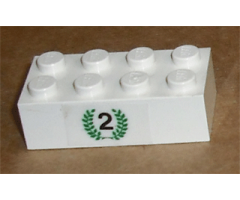 Brick 2 x 4 with Black Number 2 in Green Laurels Pattern (Sticker) - Set 6539