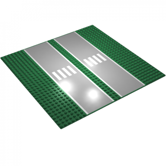 Baseplate, Road 32 x 32 7-Stud Straight with Double Driveway with Crosswalk Pattern