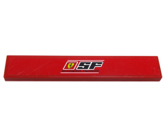 Tile 1 x 6 with Ferrari Logo and 'SF SCUDERIA FERRARI' on Red Background Pattern (Sticker) - Set 8185