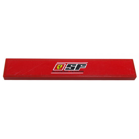 Tile 1 x 6 with Ferrari Logo and 'SF SCUDERIA FERRARI' on Red Background Pattern (Sticker) - Set 8185