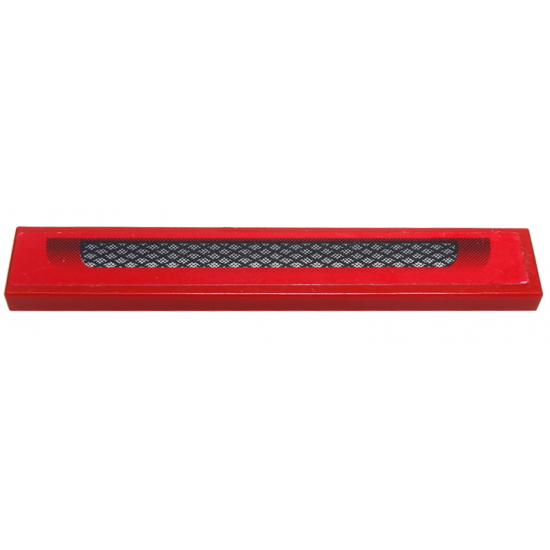 Tile 1 x 6 with Black and Silver Grille on Red Background Pattern (Sticker) - Set 8185