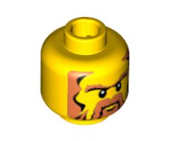 Minifigure, Head Beard Black and Pale Brown with Sideburns and Unibrow, White Pupils Pattern - Blocked Open Stud