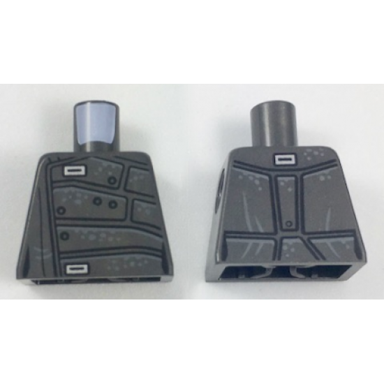 Torso Jacket with Silver Clasps, Black Panel Lines, and Light Gray Splotches Pattern