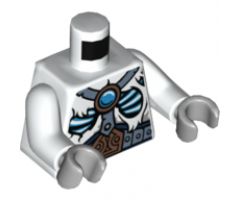 Torso Fur with Sand Blue Belt and Straps, Copper Buckle, Glowing Bones and Dark Azure Round Jewel (Chi) Pattern / White Arms / Light Bluish Gray Hands