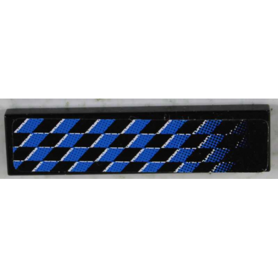 Tile 1 x 4 with Fading Blue Checkered Pattern Right (Sticker) - Set 8458