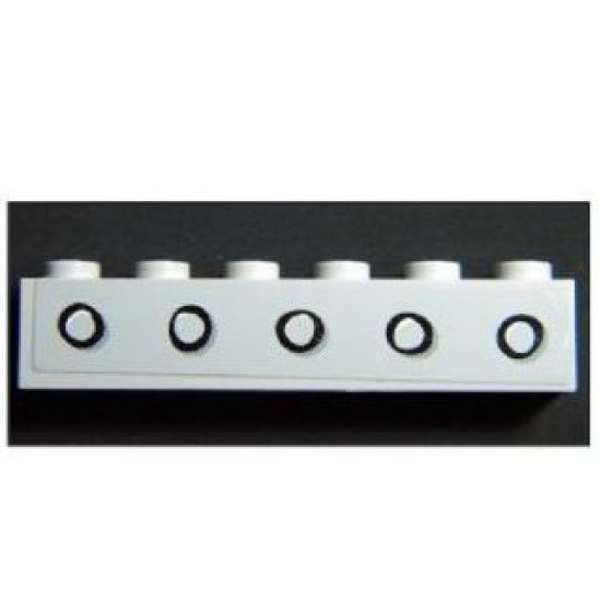 Brick 1 x 6 with 5 Portholes Pattern (Sticker) - Set 4981