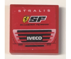 Tile 2 x 2 with 'STRALIS', 'SCUDERIA FERRARI' Logo and 'IVECO' Pattern (Sticker) - Sets 8153 / 8155