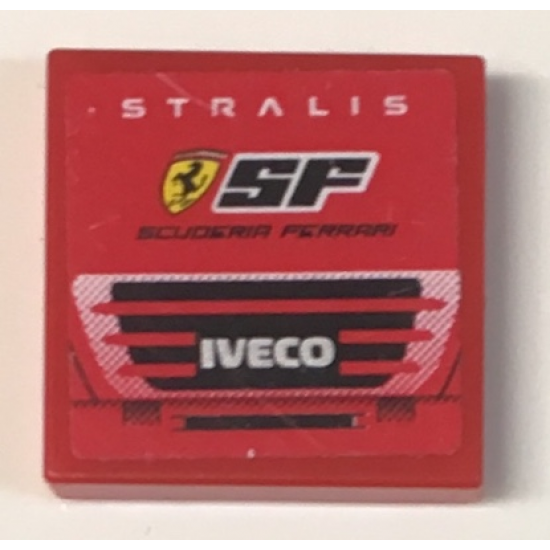 Tile 2 x 2 with 'STRALIS', 'SCUDERIA FERRARI' Logo and 'IVECO' Pattern (Sticker) - Sets 8153 / 8155