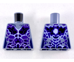 Torso Female Outline with Black and Dark Purple Rocks and White and Blue Lightning Effect Pattern