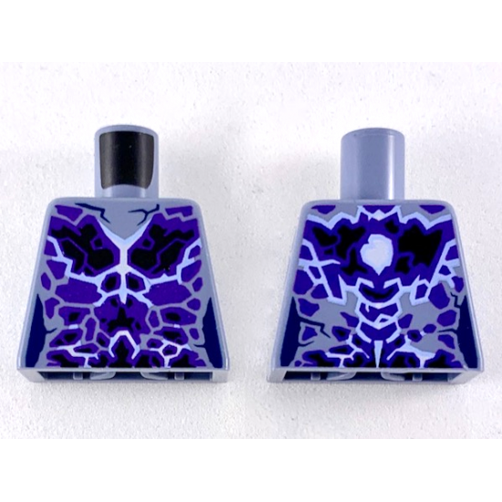 Torso Female Outline with Black and Dark Purple Rocks and White and Blue Lightning Effect Pattern