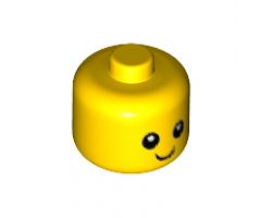 Minifigure, Head Baby / Toddler Black Eyes, White Pupils and Smile Pattern